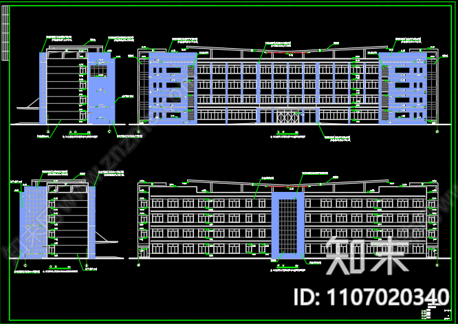 开发区办公楼建筑图设计低版本施工图下载【ID:1107020340】