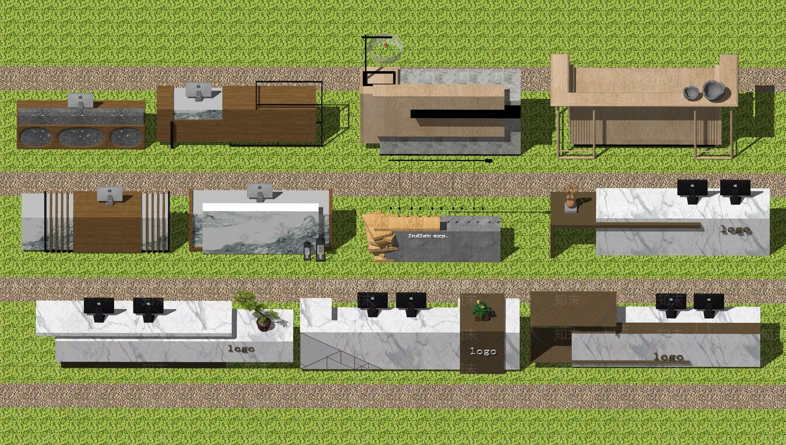 现代接待台SU模型下载【ID:1107023757】