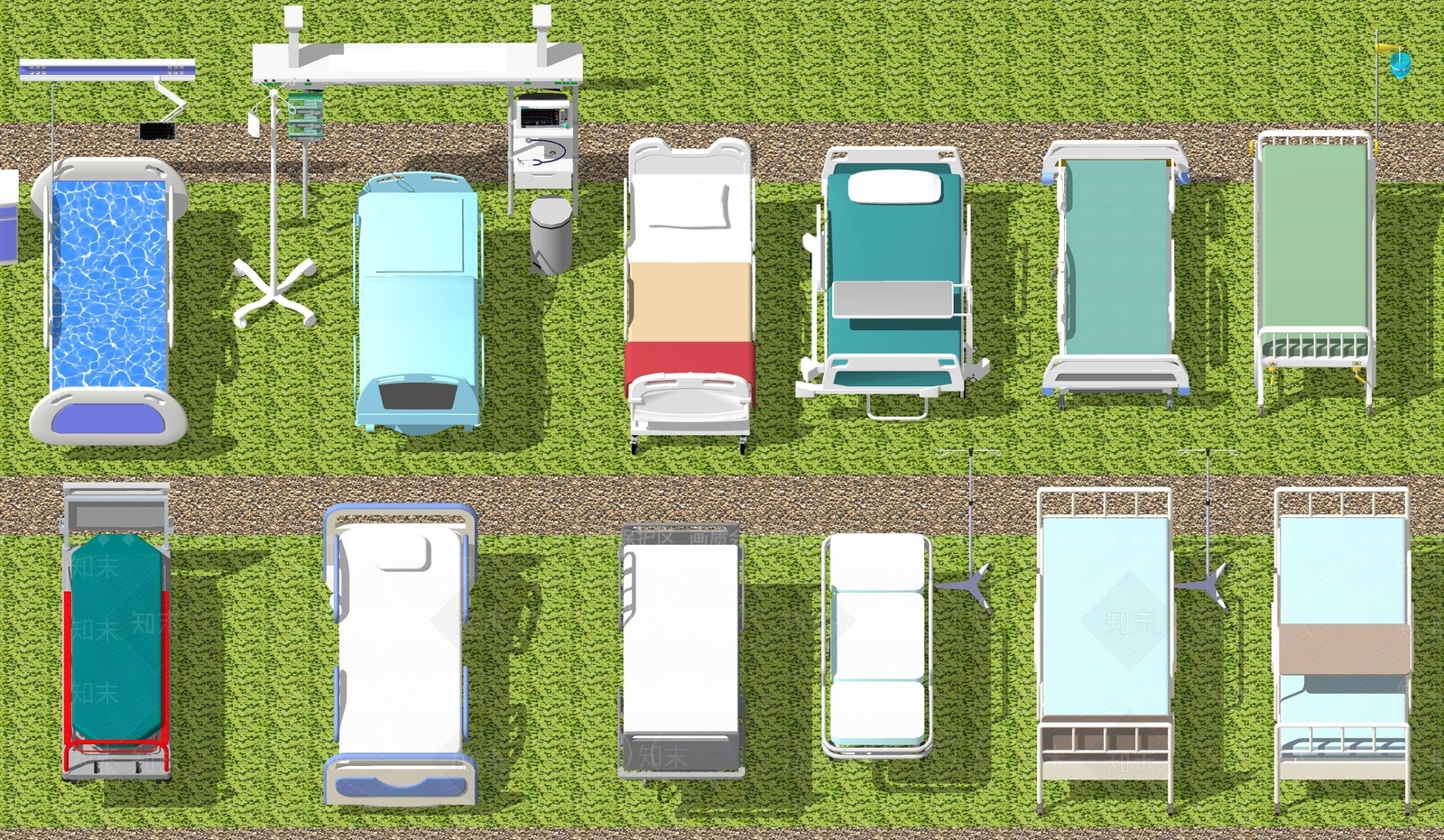 现代床具SU模型草图