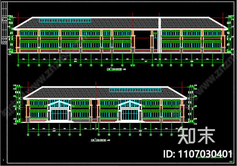 政法中心生活用房建筑图设计cad施工图下载【ID:1107030401】