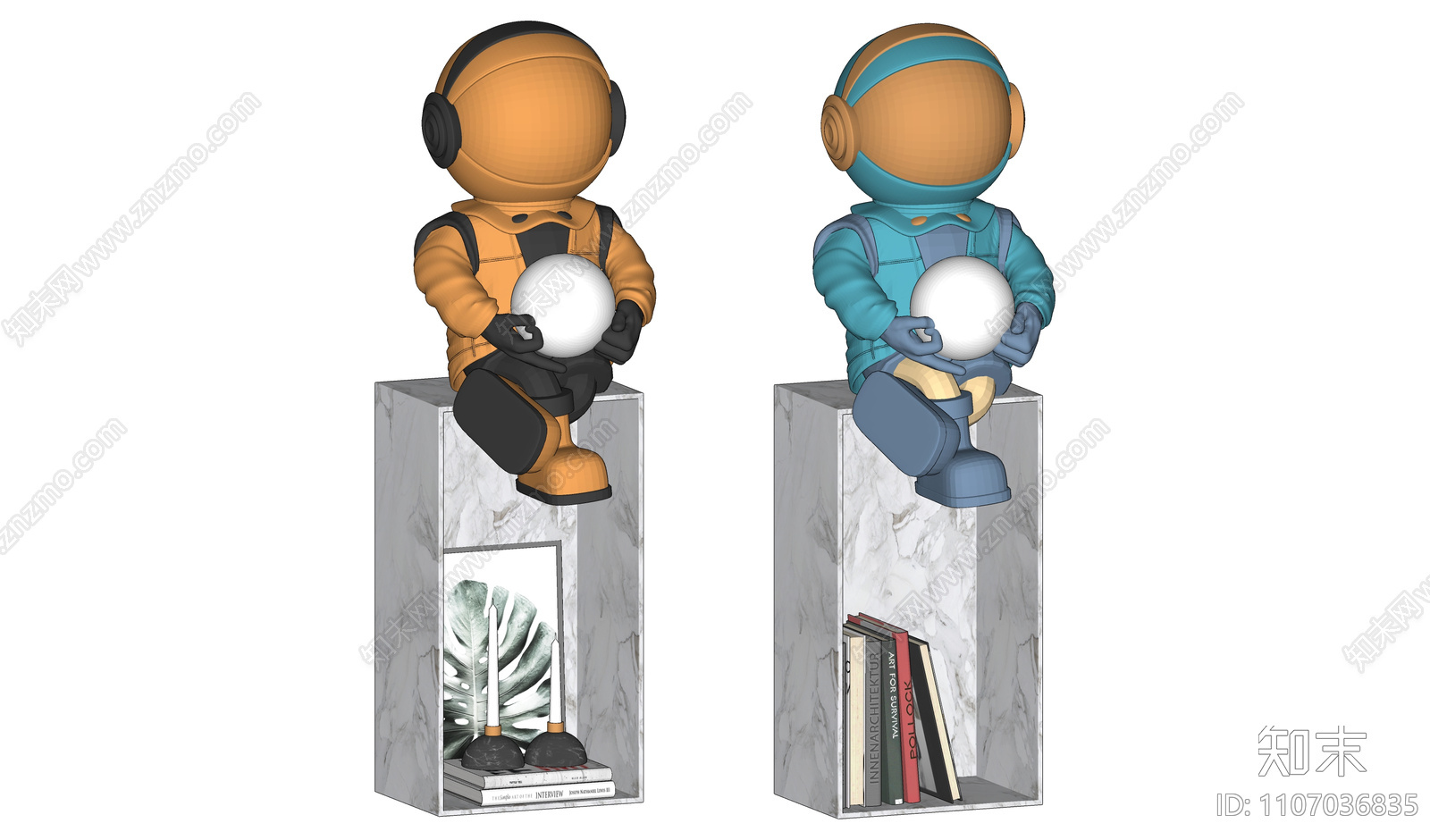 现代宇航员雕塑摆件SU模型下载【ID:1107036835】