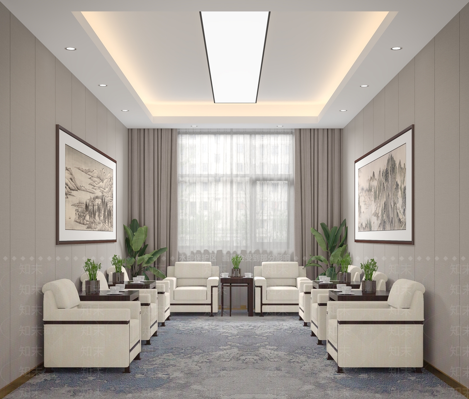 现代党建会议室3D模型下载【ID:1107039339】