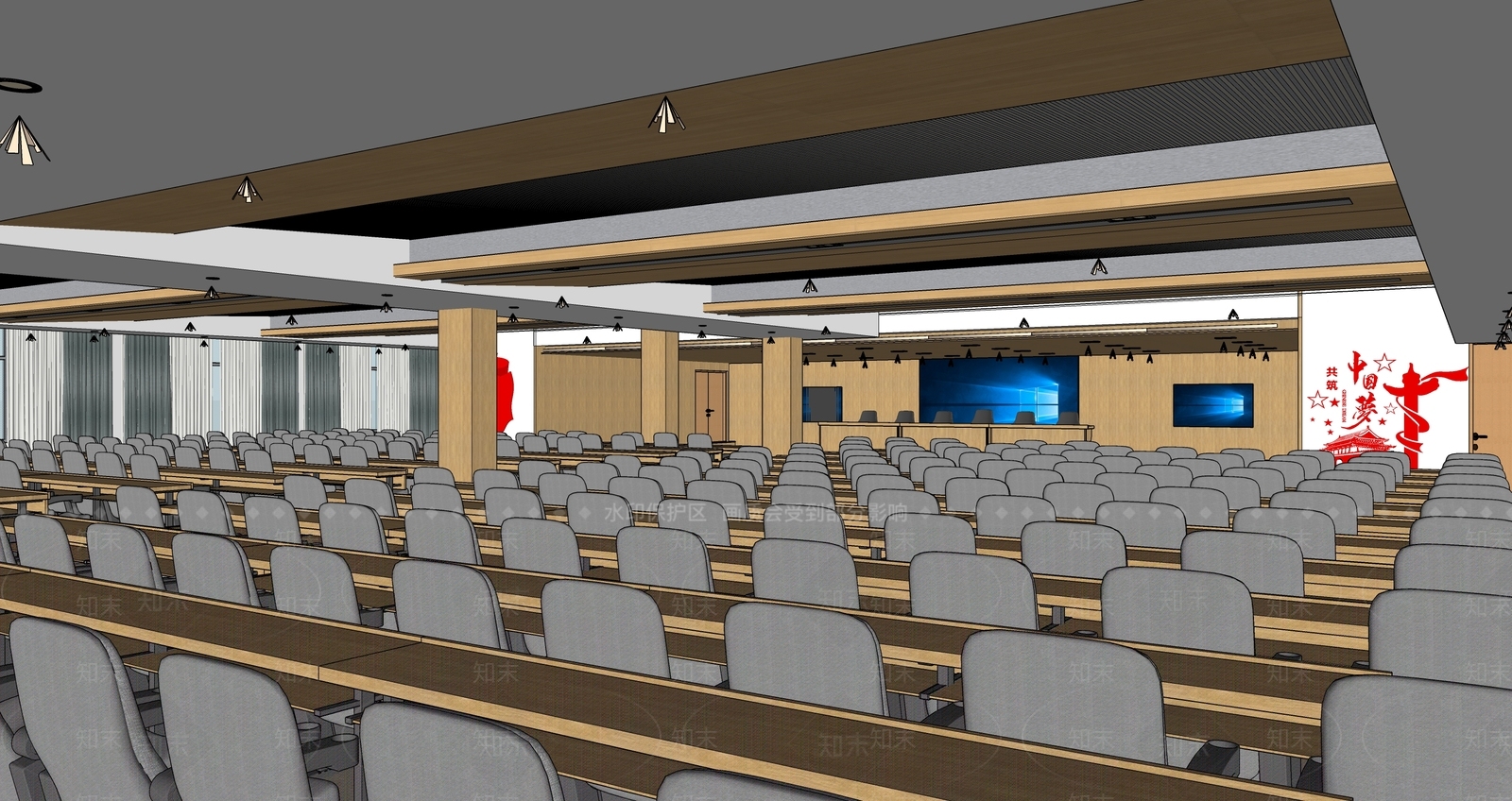 现代党建报告厅SU模型下载【ID:1107041335】