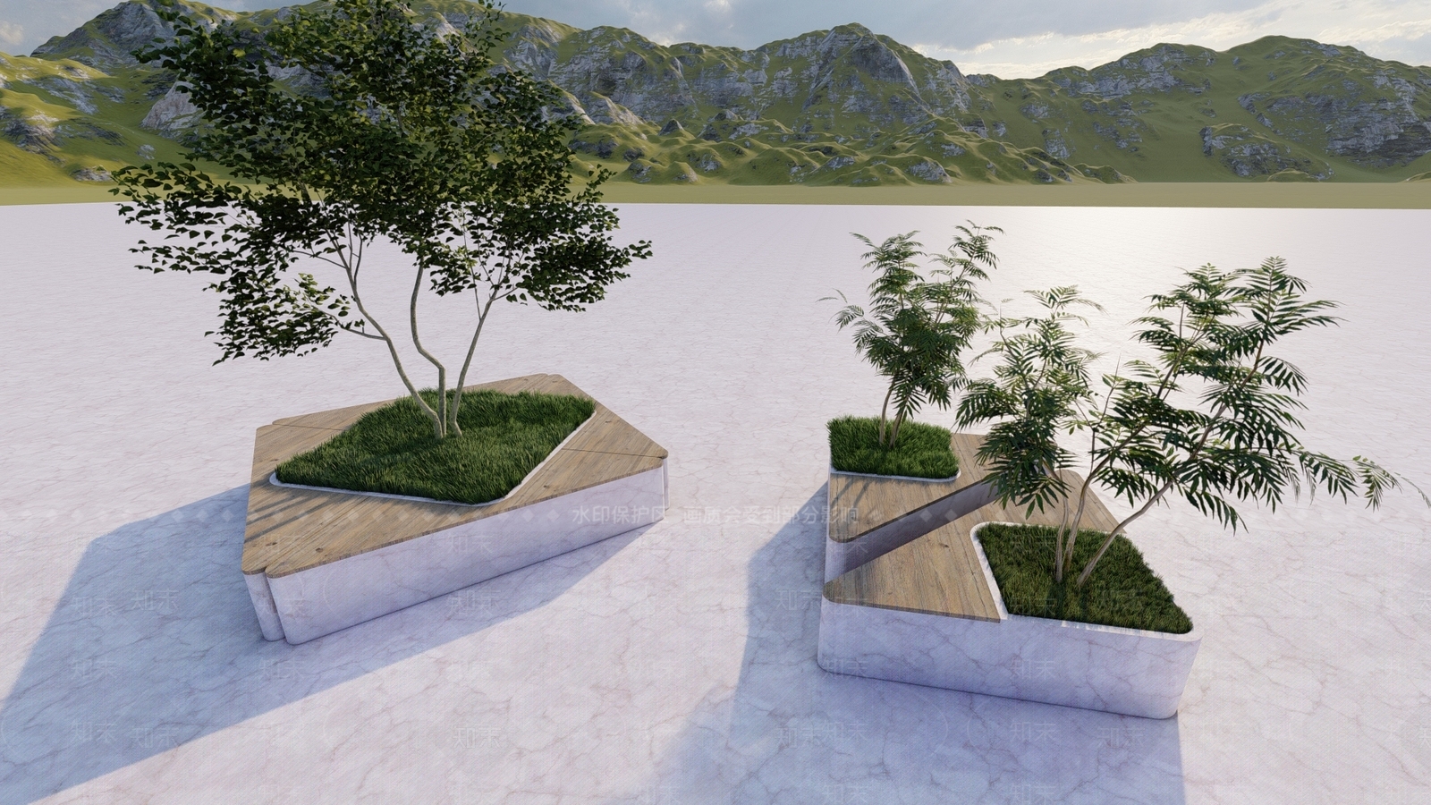 现代景观树池SU模型下载【ID:1107043899】