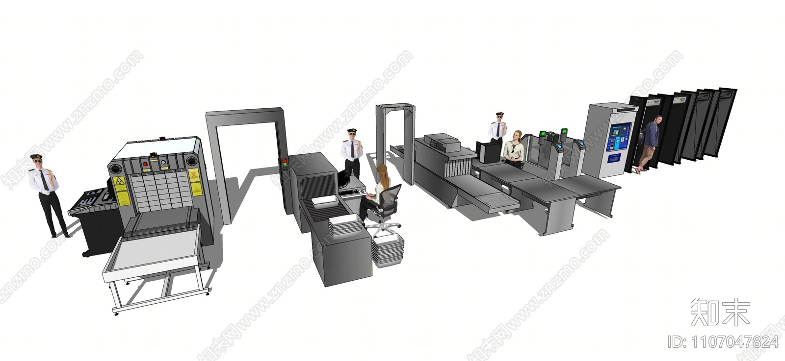 现代安检门SU模型下载【ID:1107047824】