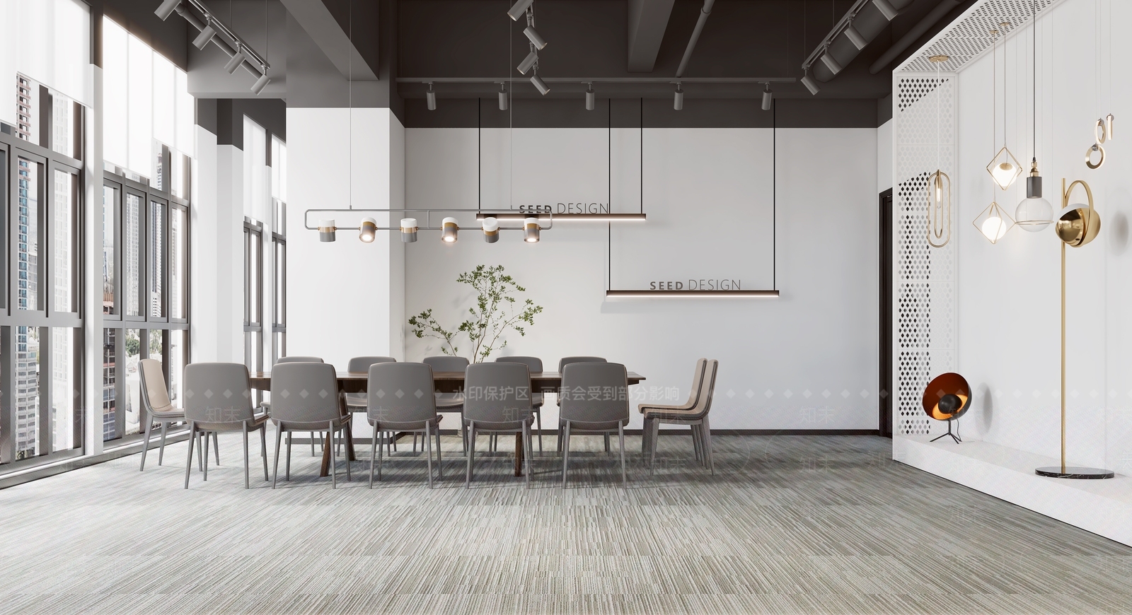 现代灯具展厅3D模型下载【ID:1107049440】