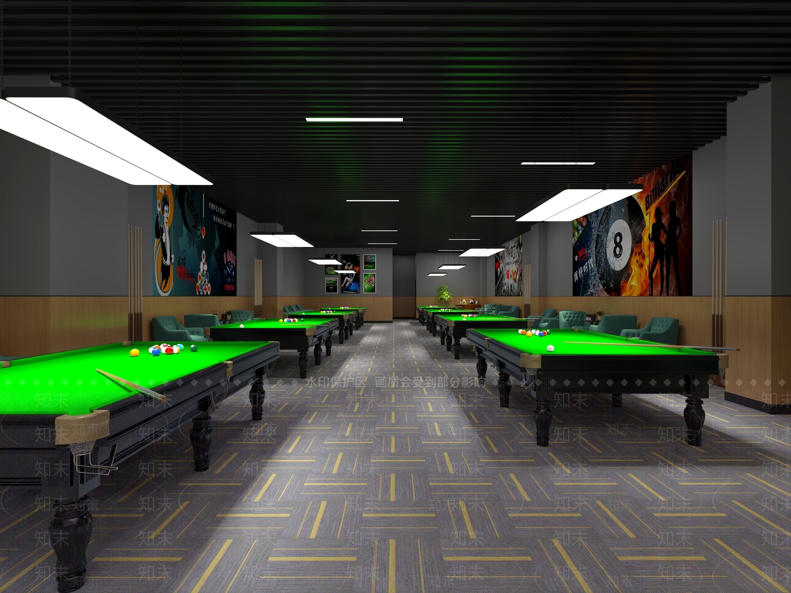 工业风台球室3D模型下载【ID:1107050922】
