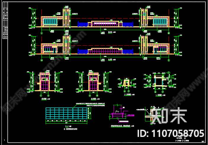 顺都浩诚电子科技有限公司南大门建筑图cad施工图下载【ID:1107058705】