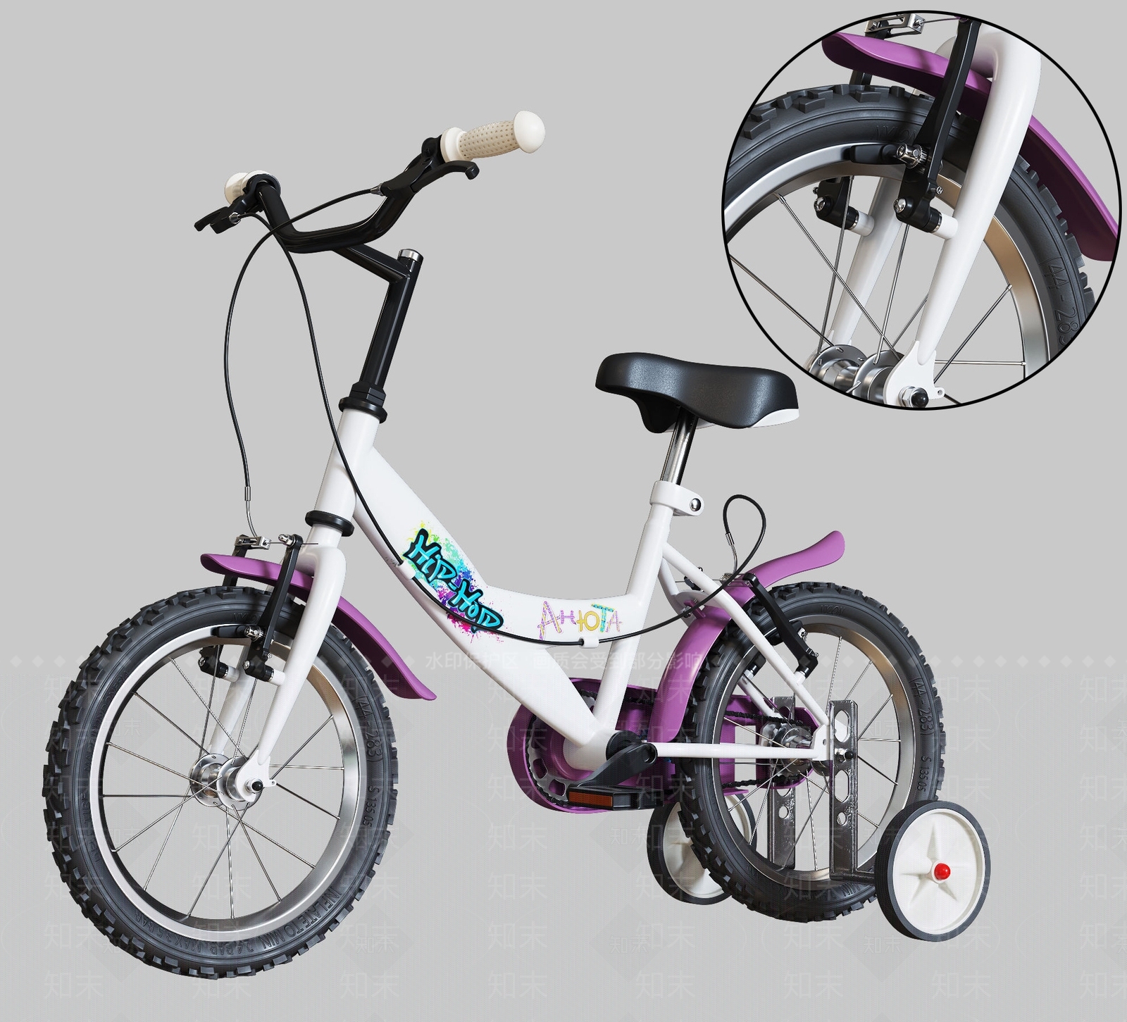 现代儿童自行车3D模型下载【ID:1107060764】