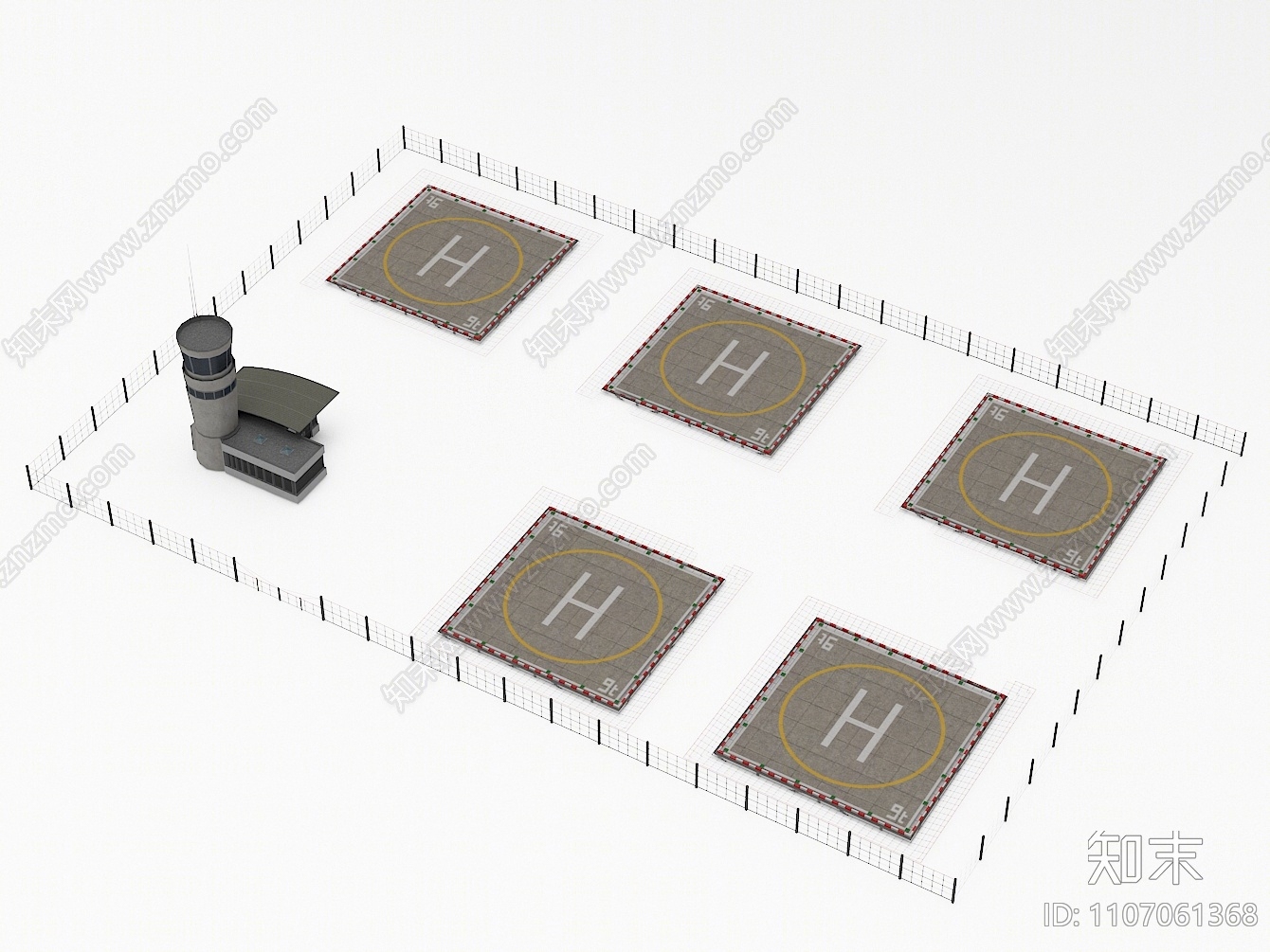 现代直升机停机坪3D模型下载【ID:1107061368】