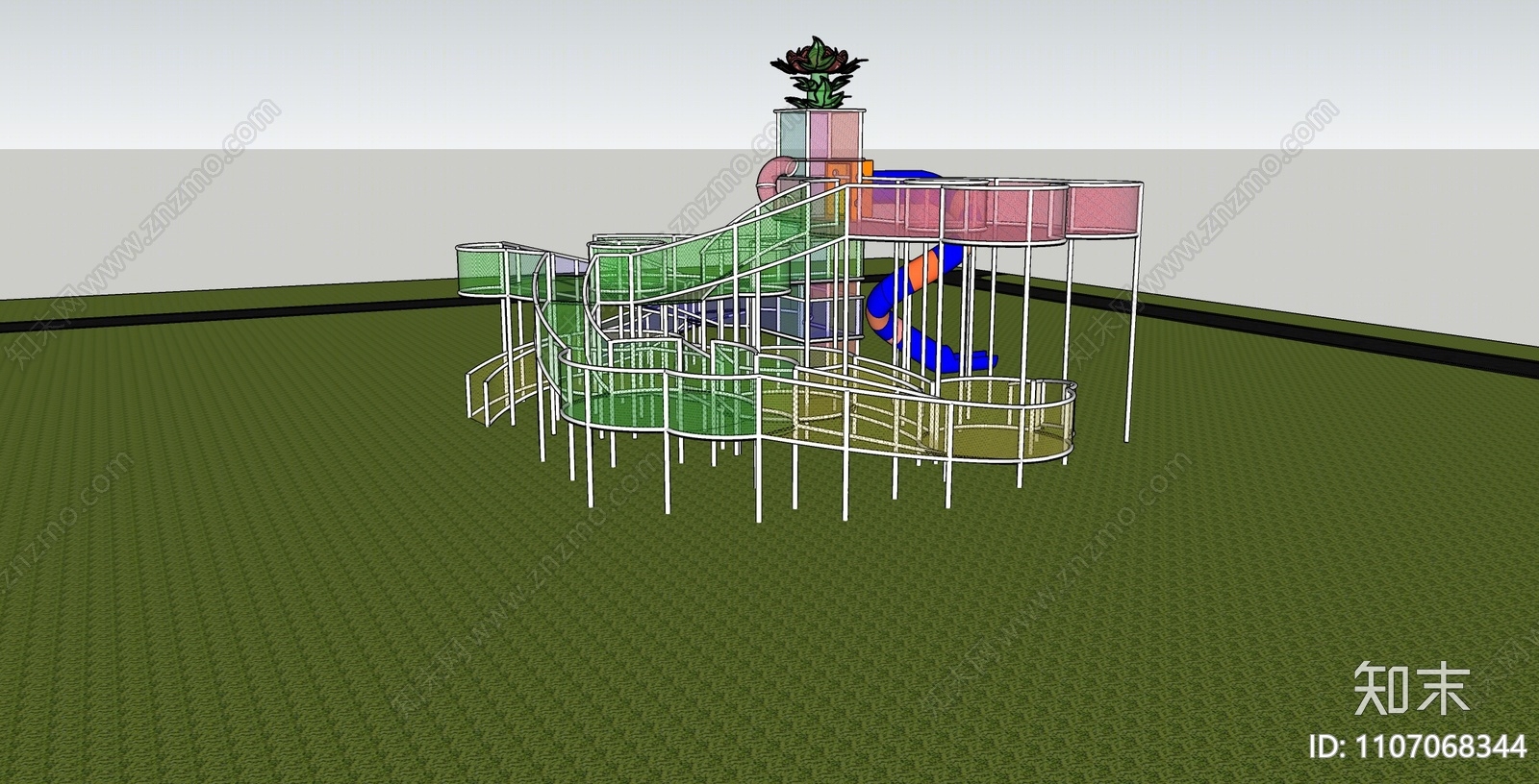 现代儿童游乐器材SU模型下载【ID:1107068344】