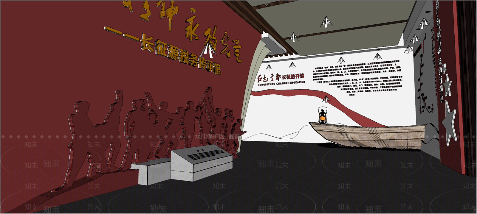 现代党建展厅SU模型下载【ID:1107079412】