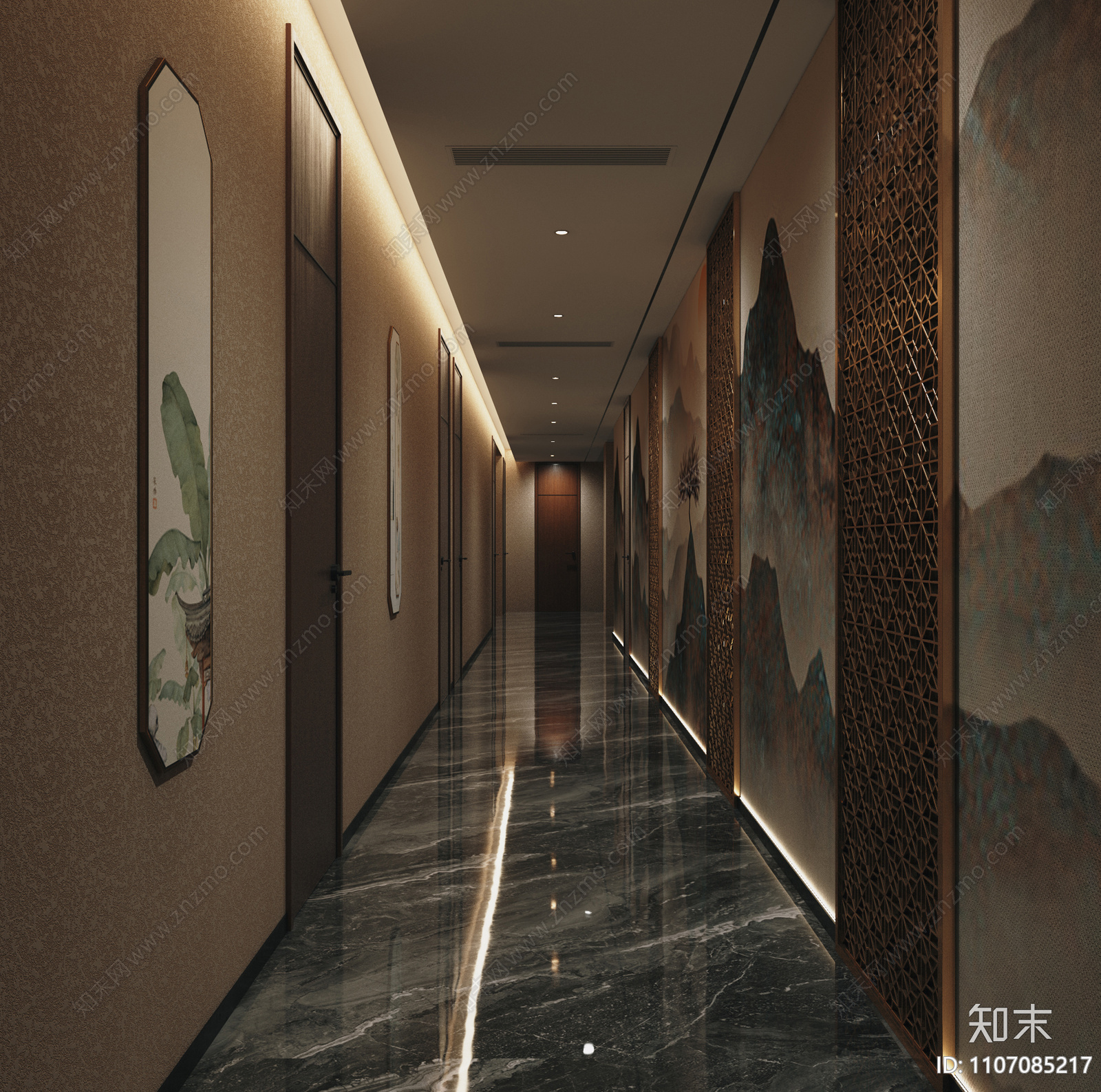 新中式养生会所CADcad施工图下载【ID:1107085217】