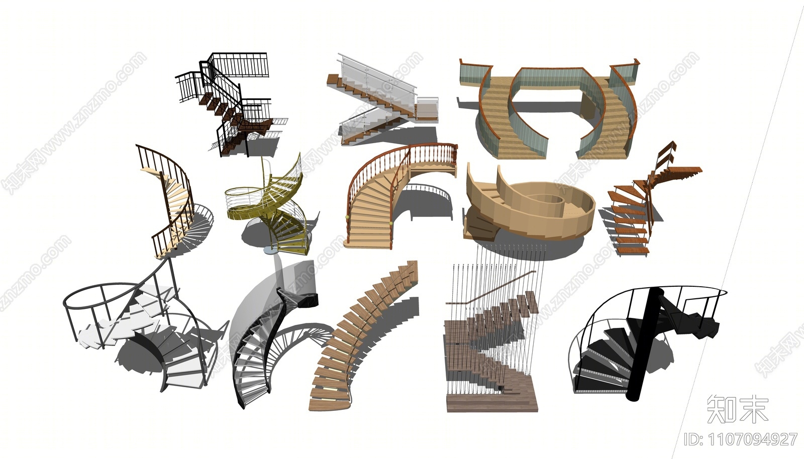 现代旋转楼梯SU模型下载【ID:1107094927】