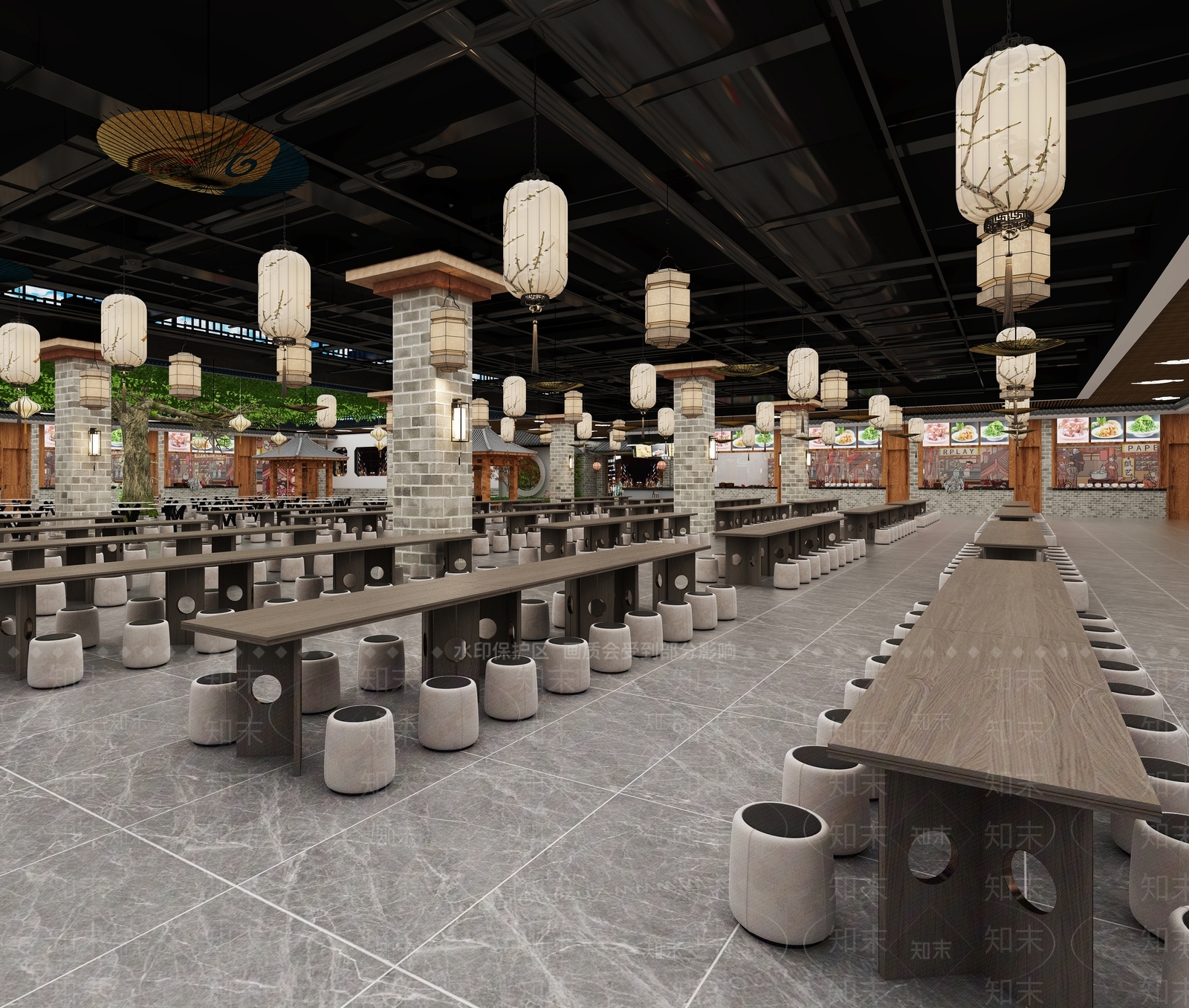 新中式苏州园林食堂3D模型下载【ID:1107097168】
