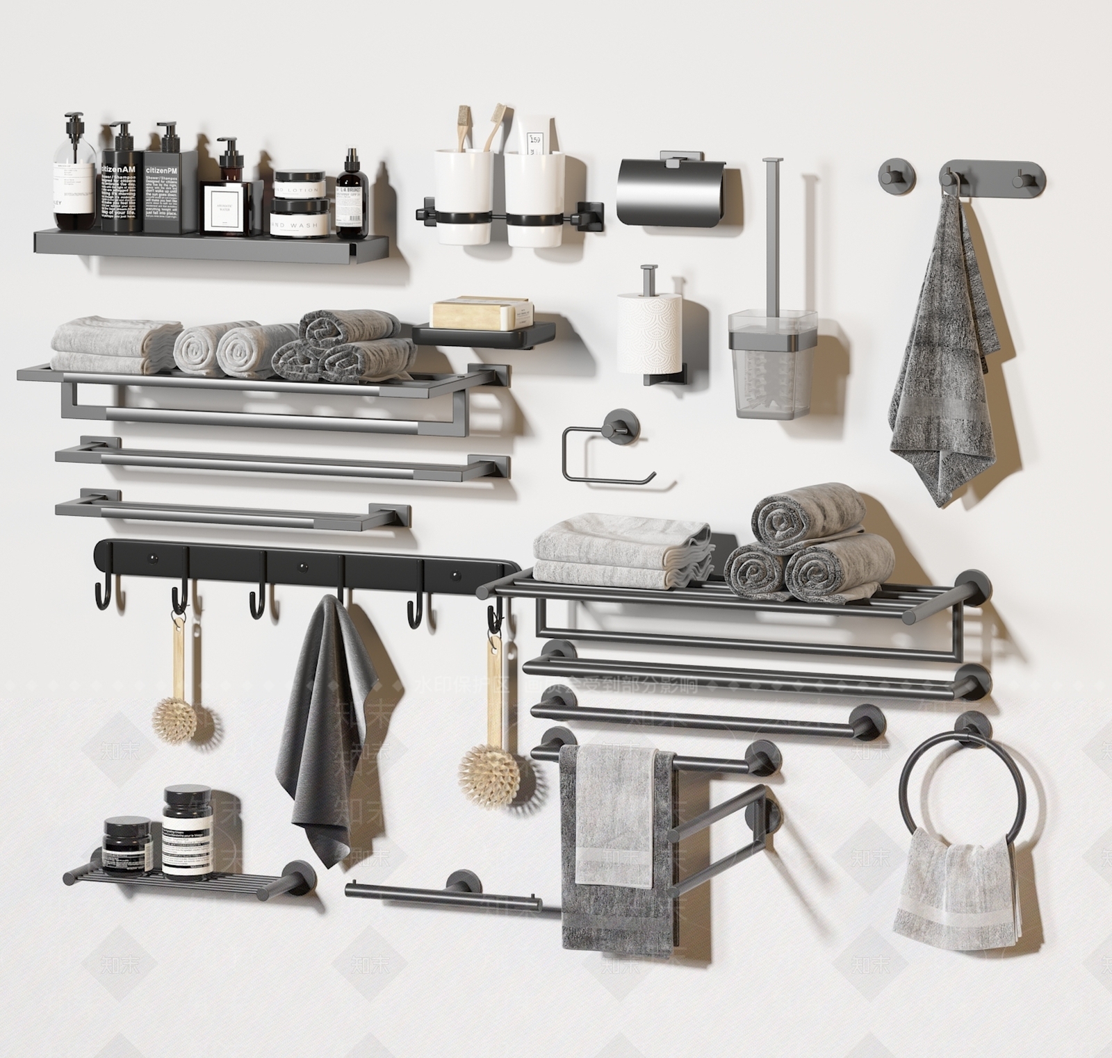 现代洗浴用品3D模型下载【ID:1107098250】