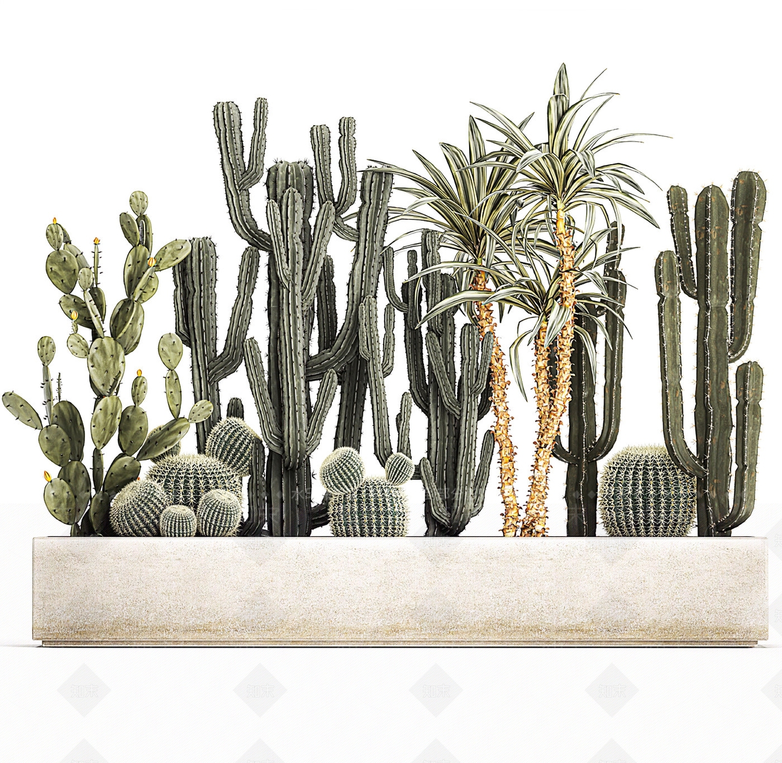 现代植物堆3D模型下载【ID:1107101848】