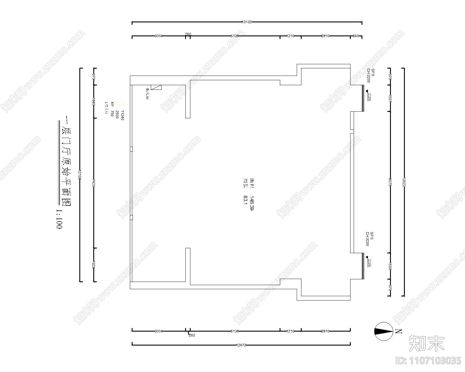 一楼大厅设计cad施工图下载【ID:1107103035】