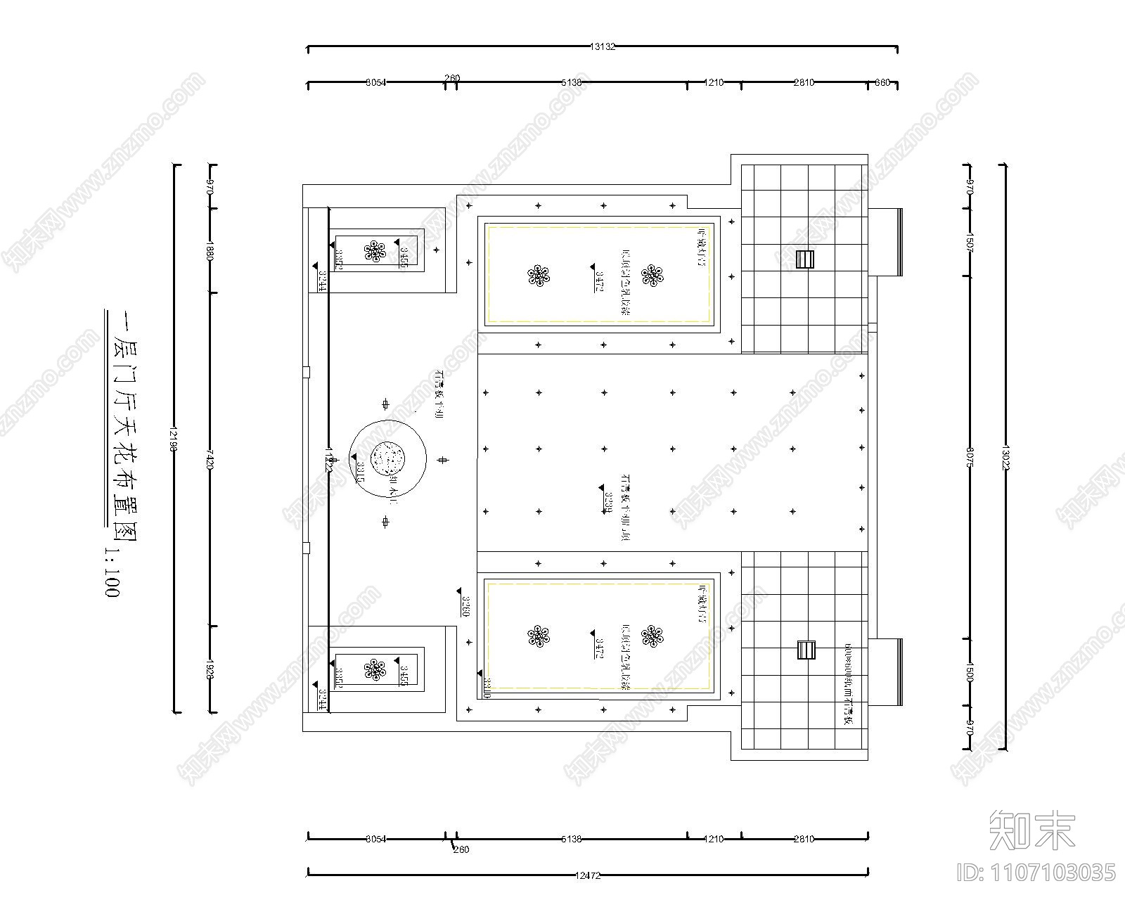 一楼大厅设计cad施工图下载【ID:1107103035】