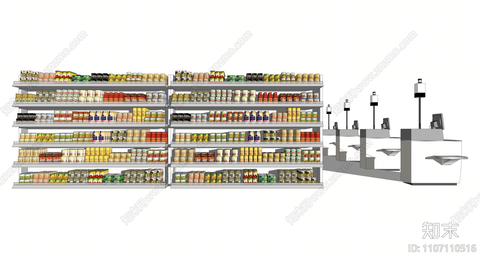现代超市商品架SU模型下载【ID:1107110516】