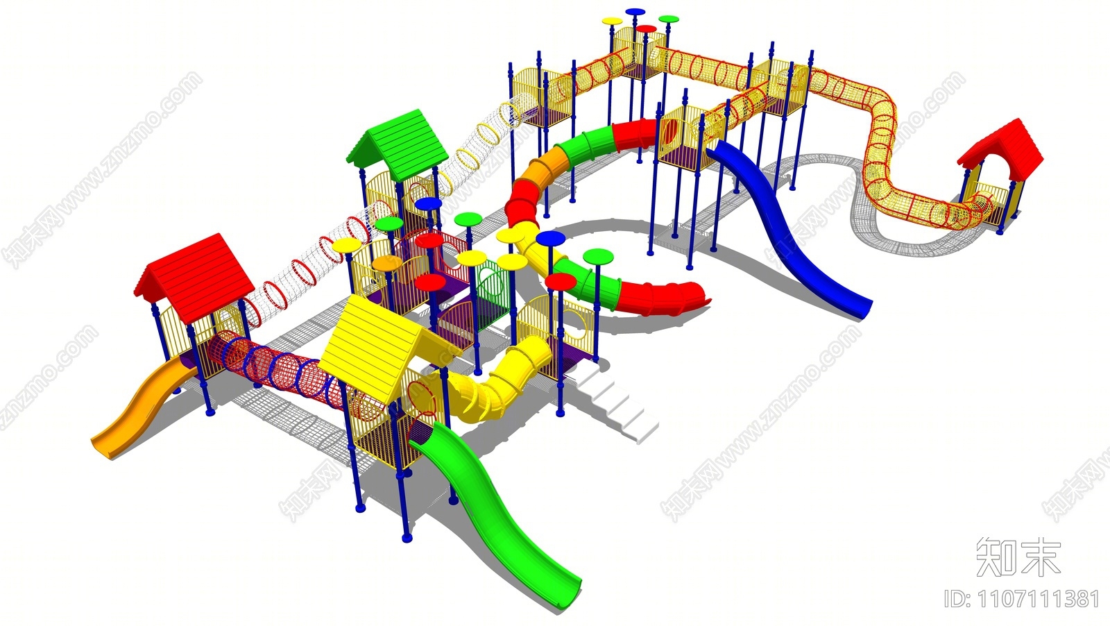 现代儿童滑梯组合SU模型下载【ID:1107111381】