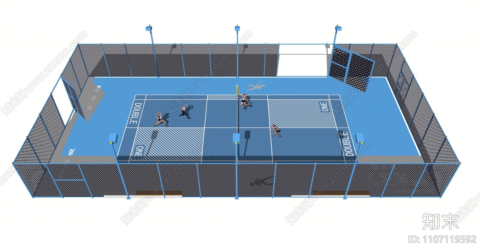 现代网球排球羽毛球场SU模型下载【ID:1107119592】