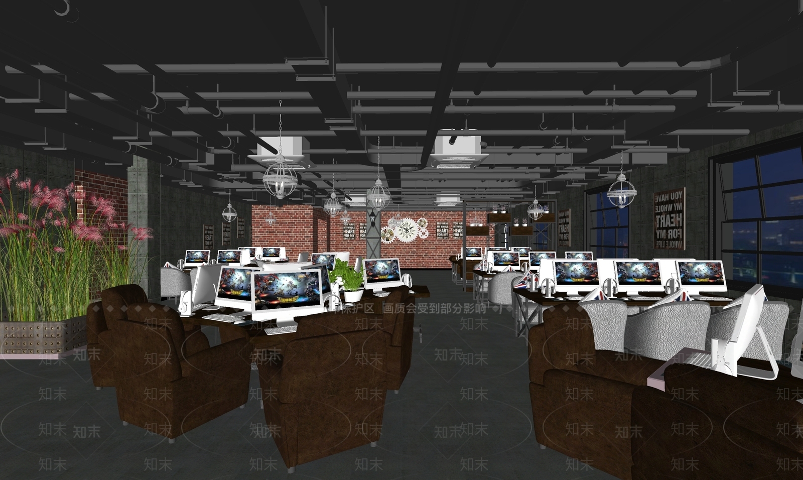 工业风格网吧SU模型下载【ID:1107122702】