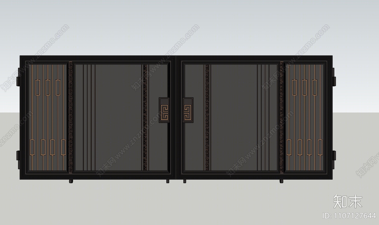 新中式别墅庭院门SU模型下载【ID:1107127644】