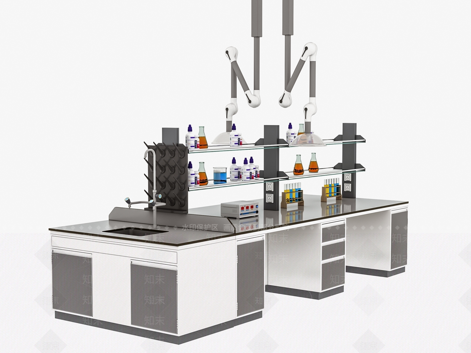 现代医学实验室工作台3D模型下载【ID:1107131381】