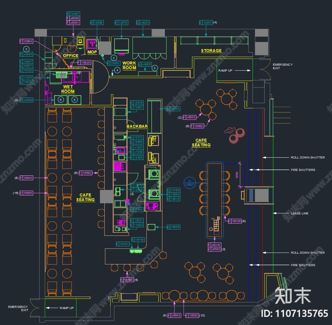 咖啡馆CAD平面布置图丨12套cad施工图下载【ID:1107135765】