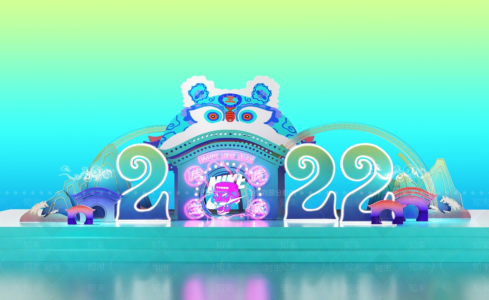 现代2022虎年美陈3D模型下载【ID:1107138836】