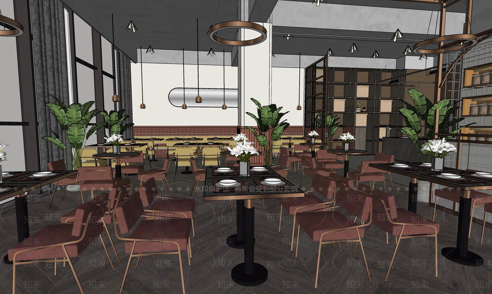 现代西餐厅SU模型下载【ID:1107141587】