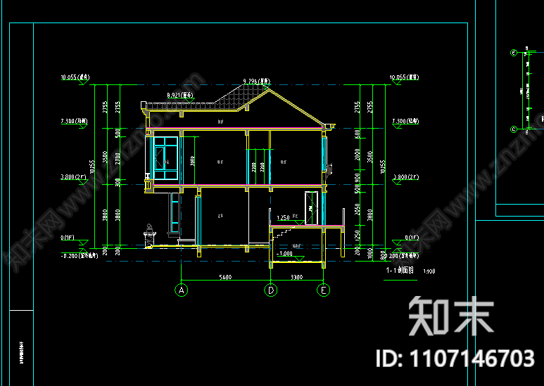 欧式简约乡村别墅cad施工图下载【ID:1107146703】