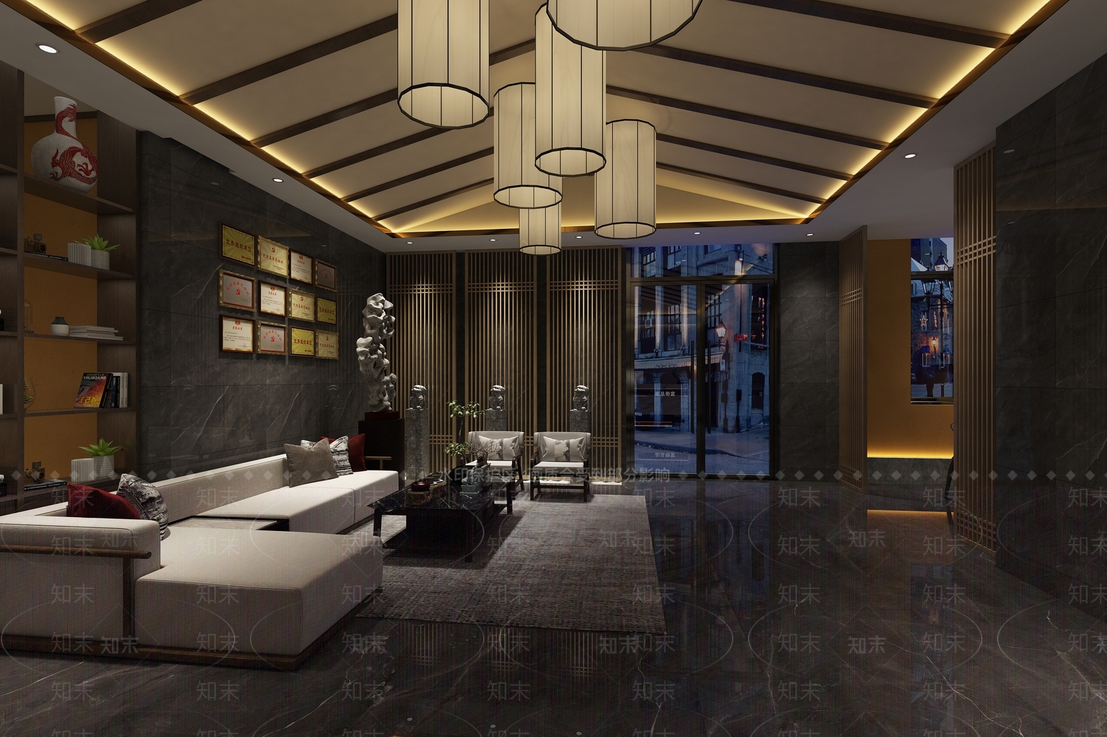 新中式洗浴中心大厅3D模型下载【ID:1107154972】