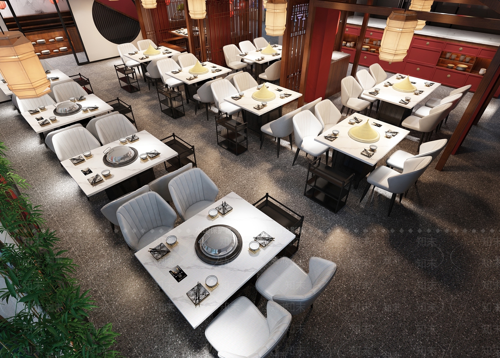 新中式火锅店3D模型下载【ID:1107155028】