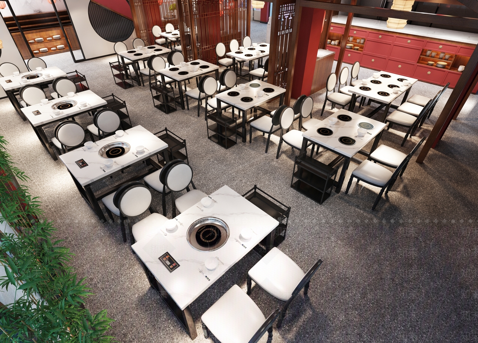 新中式火锅店3D模型下载【ID:1107155467】