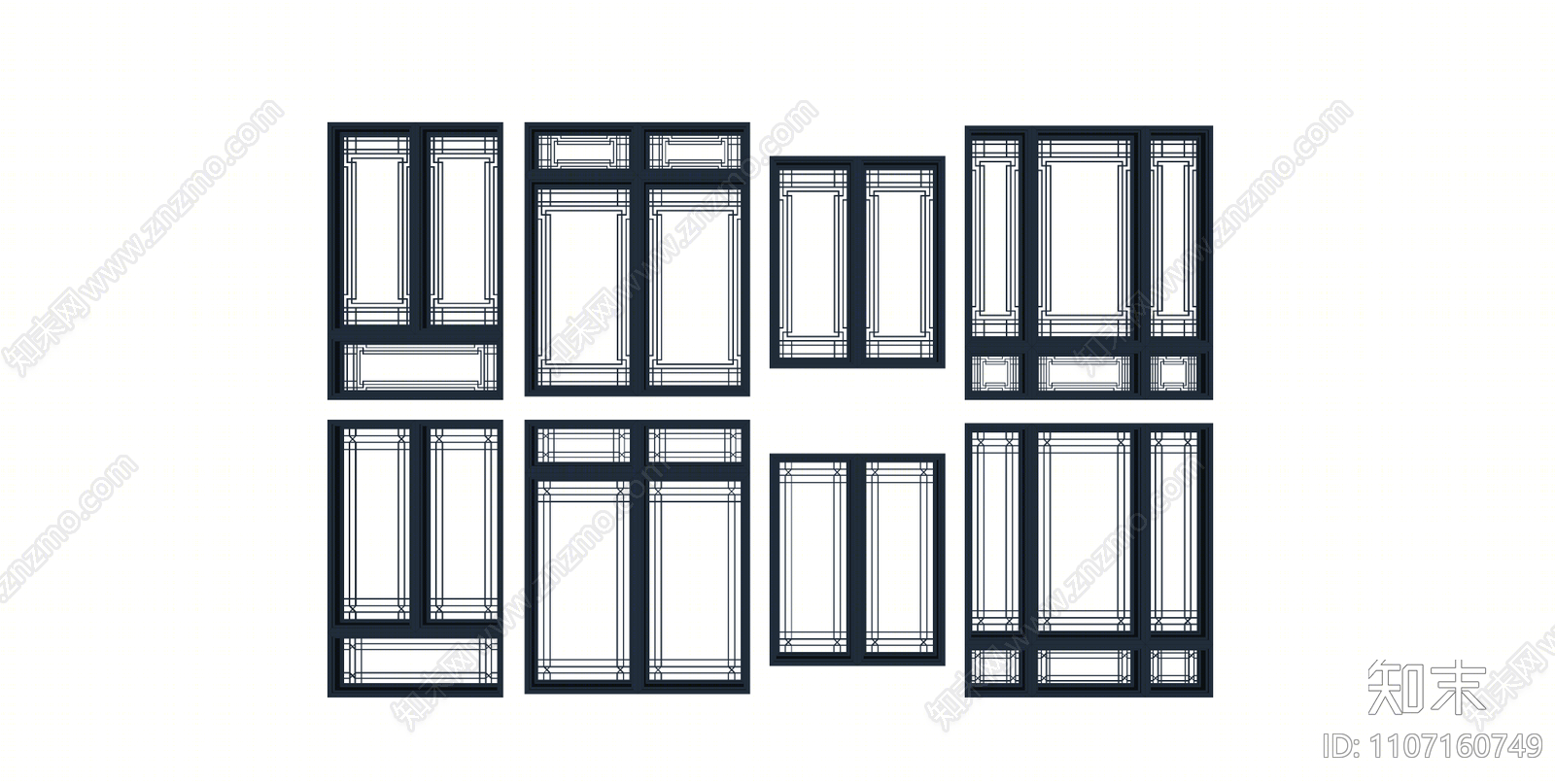 新中式窗户组合SU模型下载【ID:1107160749】