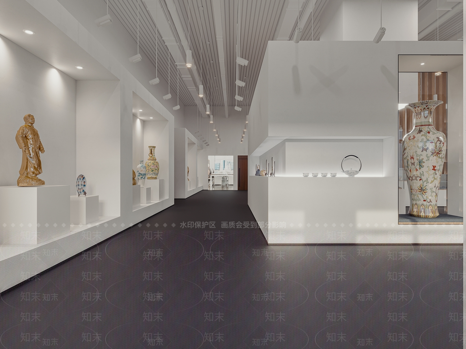 现代陶瓷展厅3D模型下载【ID:1107163173】