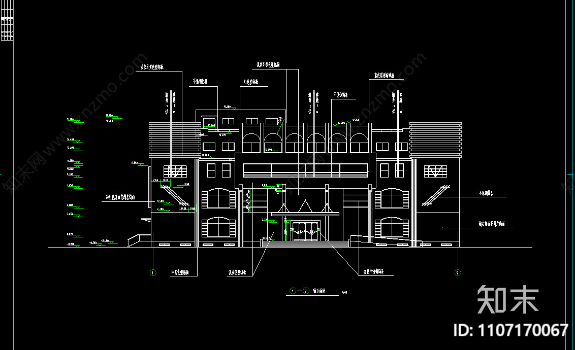 小区超市建筑cad施工图下载【ID:1107170067】
