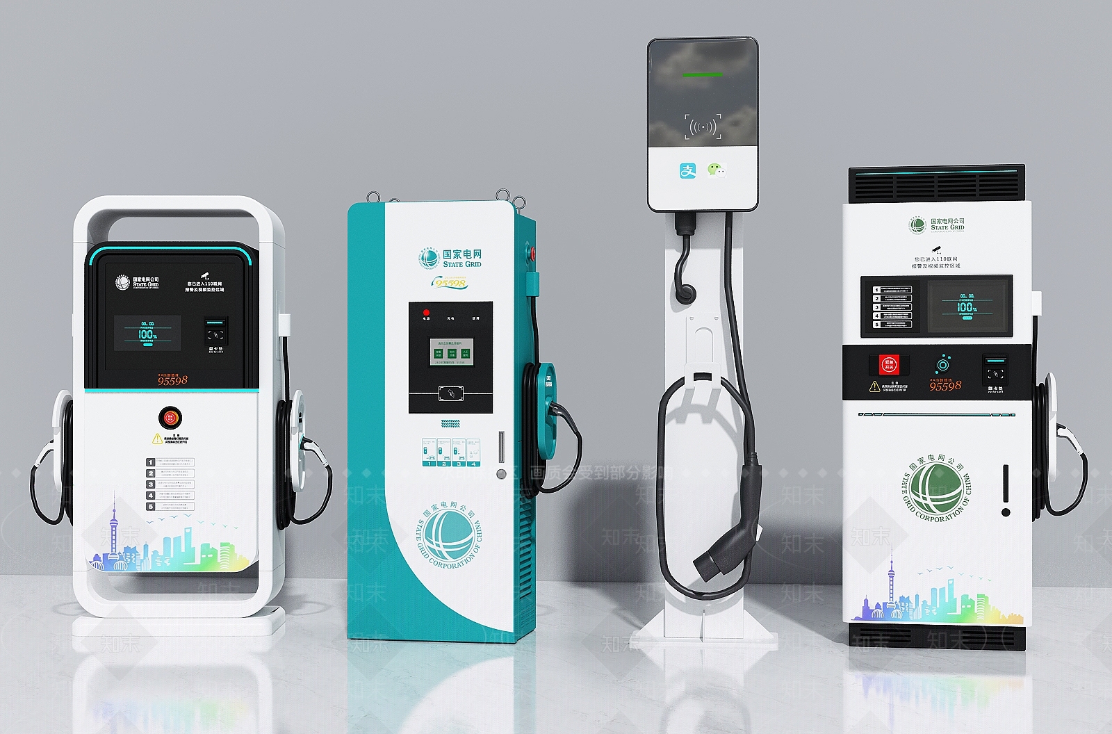 现代新能源汽车充电桩3D模型下载【ID:1107175414】