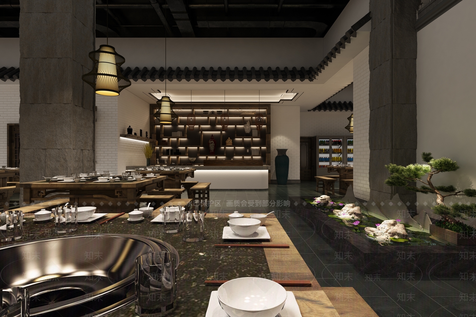新中式火锅店3D模型下载【ID:1107563847】