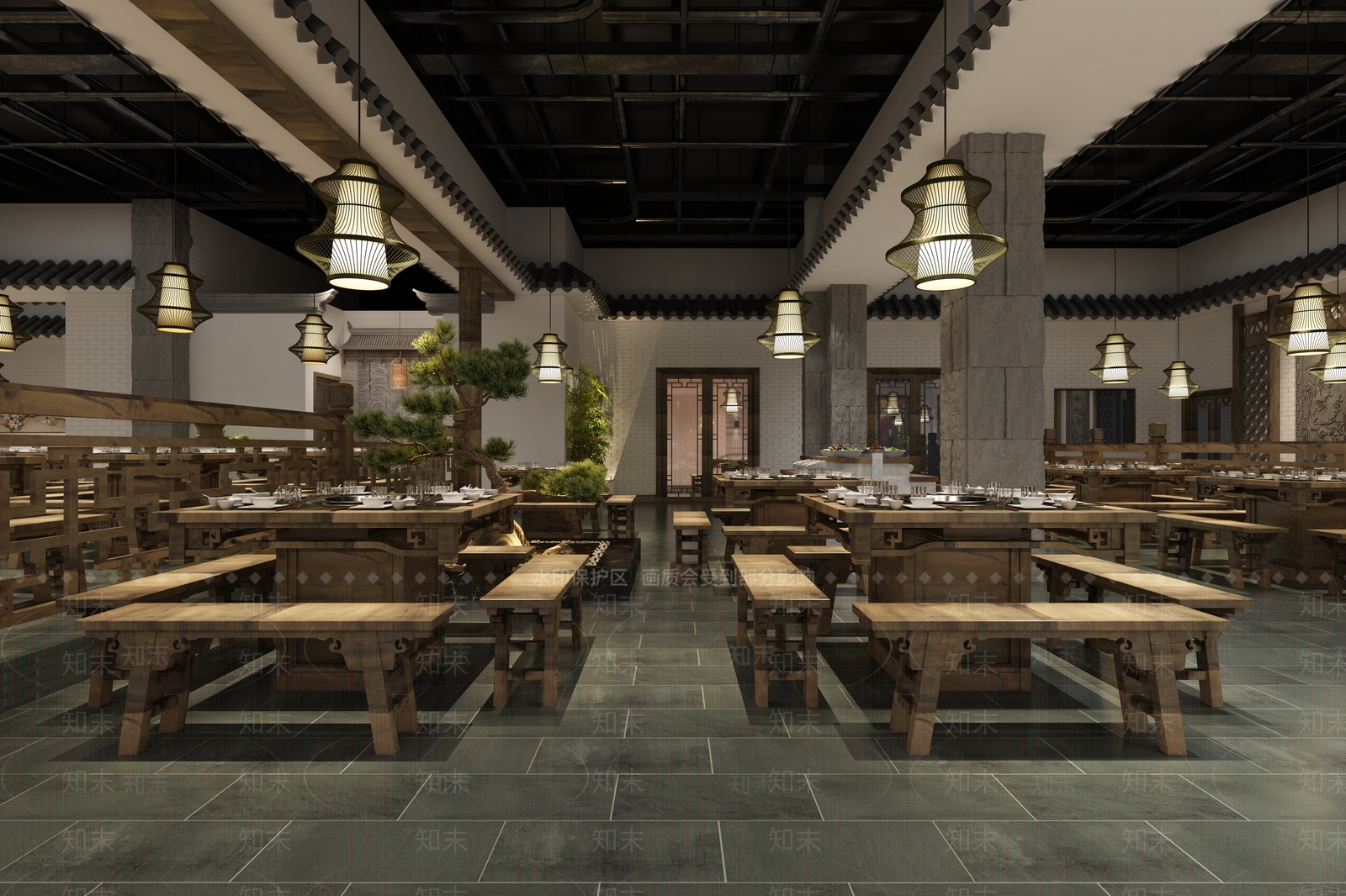 新中式火锅店3D模型下载【ID:1107563847】