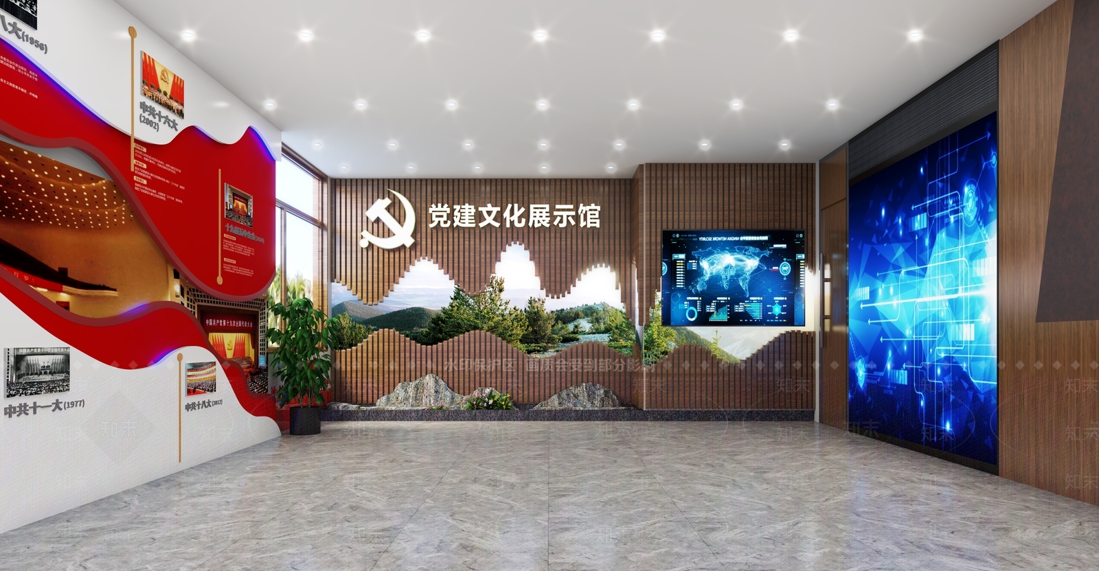 现代党建会议室3D模型下载【ID:1107190078】