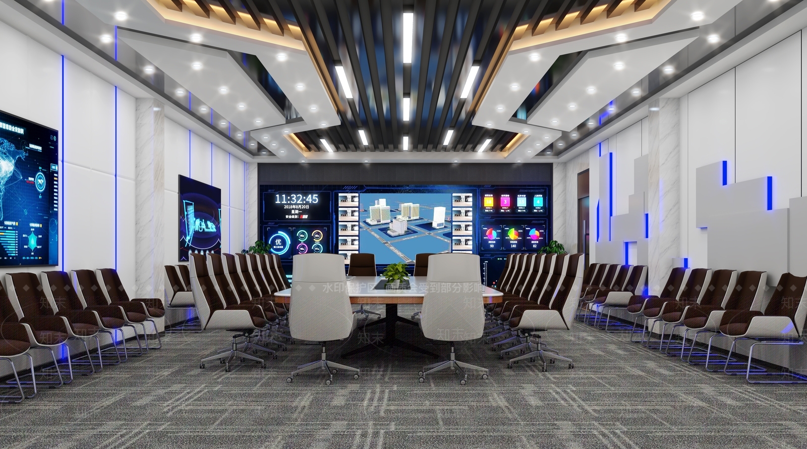 现代党建会议室3D模型下载【ID:1107190078】