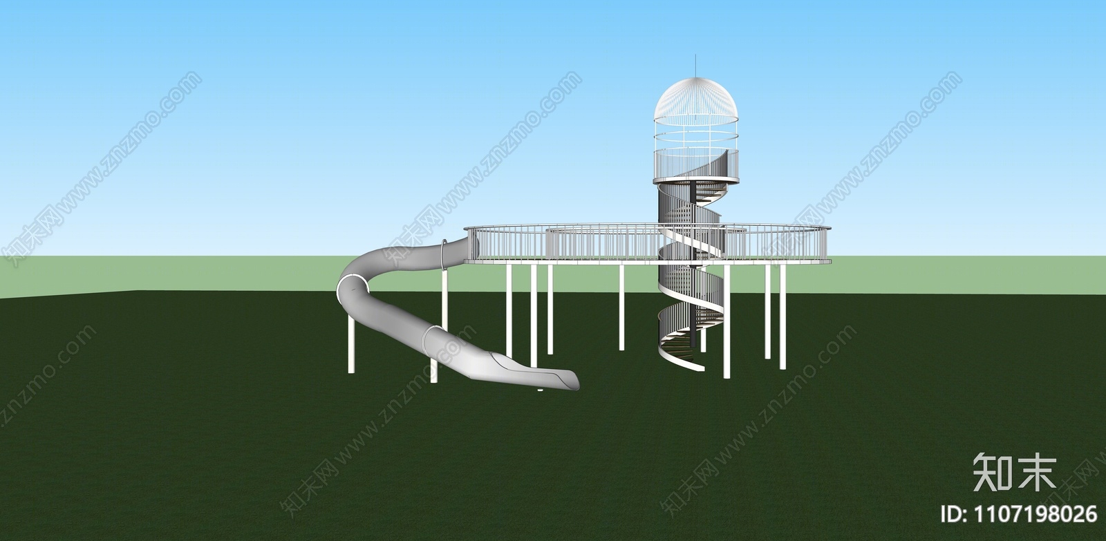 现代儿童滑梯SU模型下载【ID:1107198026】