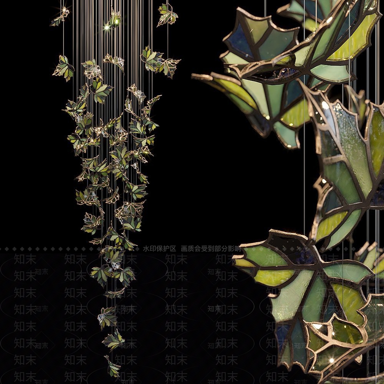 现代枫叶装饰灯3D模型下载【ID:1107198881】