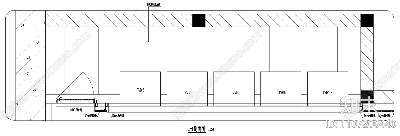 地铁站嵌入式自动售票机立面施工图下载【ID:1107206440】