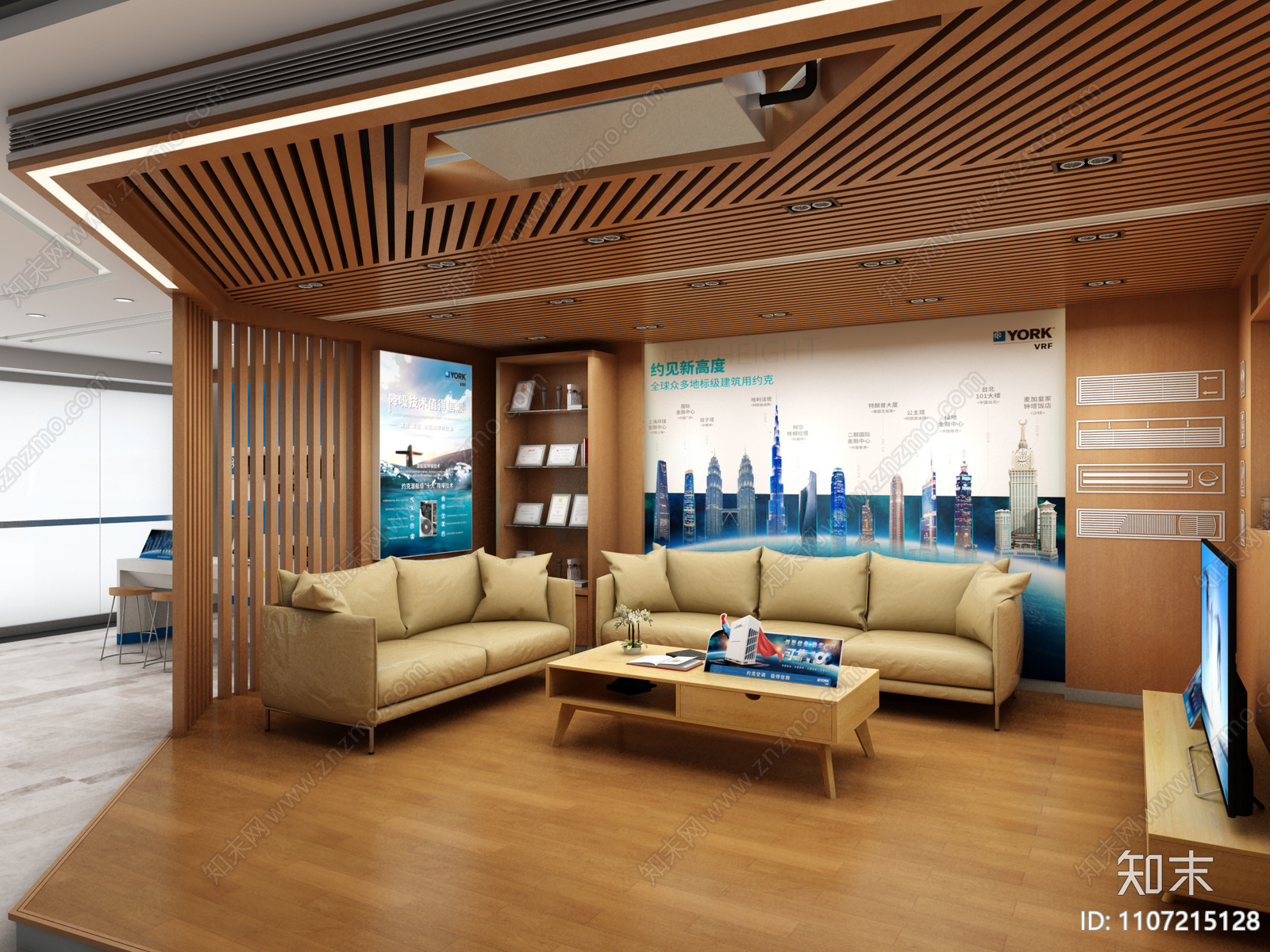 约克空调门店施工图效果图cad施工图下载【ID:1107215128】