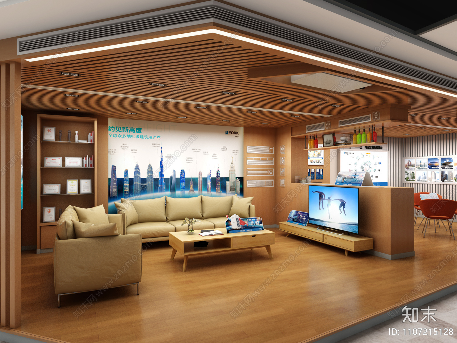 约克空调门店施工图效果图cad施工图下载【ID:1107215128】