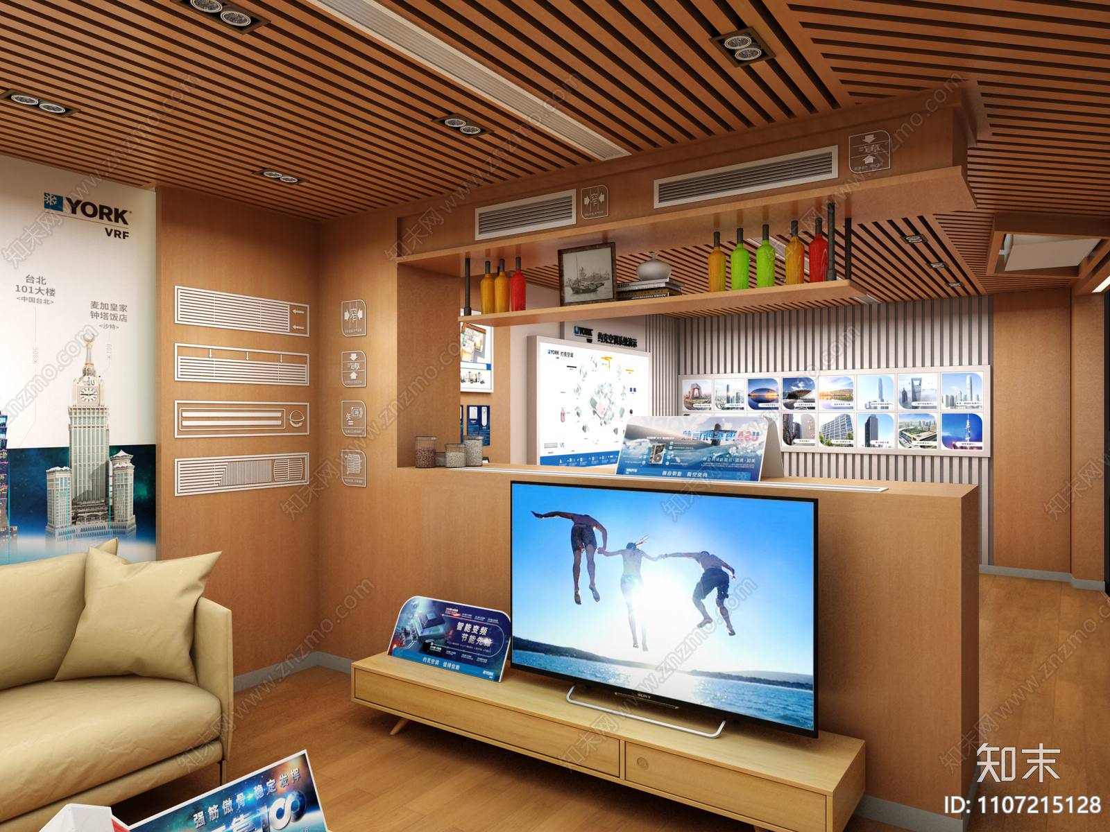 约克空调门店施工图效果图cad施工图下载【ID:1107215128】